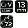 Racsnis csillag-villáskulcs, félig nyitott, 13mm (09-260)