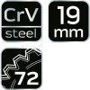 Racsnis csillag-villáskulcs, félig nyitott 19mm (09-266)