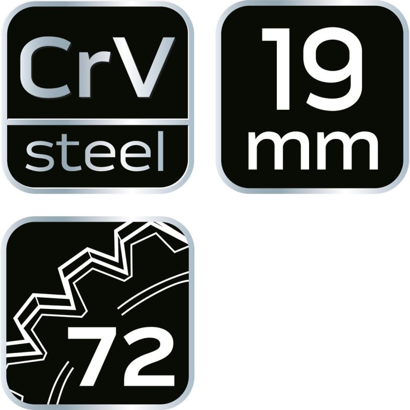 Racsnis csillag-villáskulcs, félig nyitott 19mm (09-266)