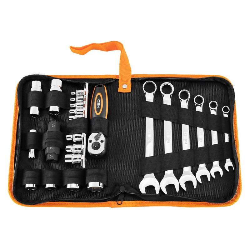 Motorkerékpárszerelő készlet - 25db - puha tok (10-500)