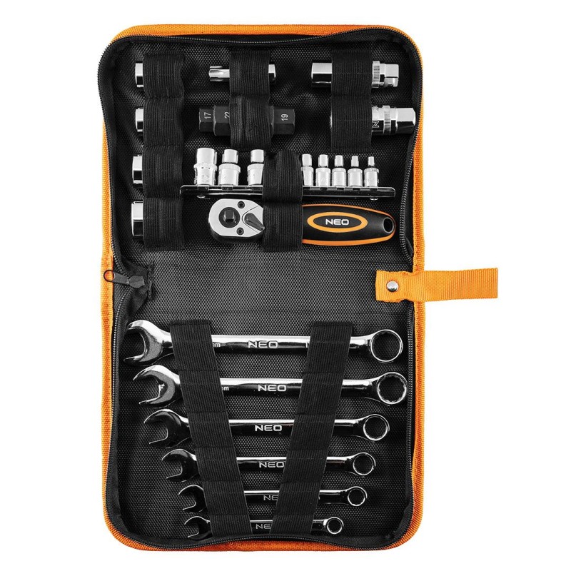 Motorkerékpárszerelő készlet - 25db - puha tok (10-500)