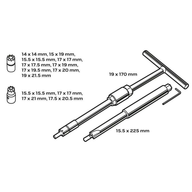 Injektoraljzat maró és tisztító készlet, 17db-os (11-885) Injektoraljzat maró és tisztító készlet, 17db-os (11-885)