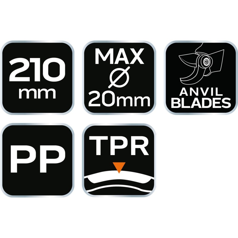 Metszőolló, rávágó, max 20mm, teflon bevonat, 210mm (15-211)