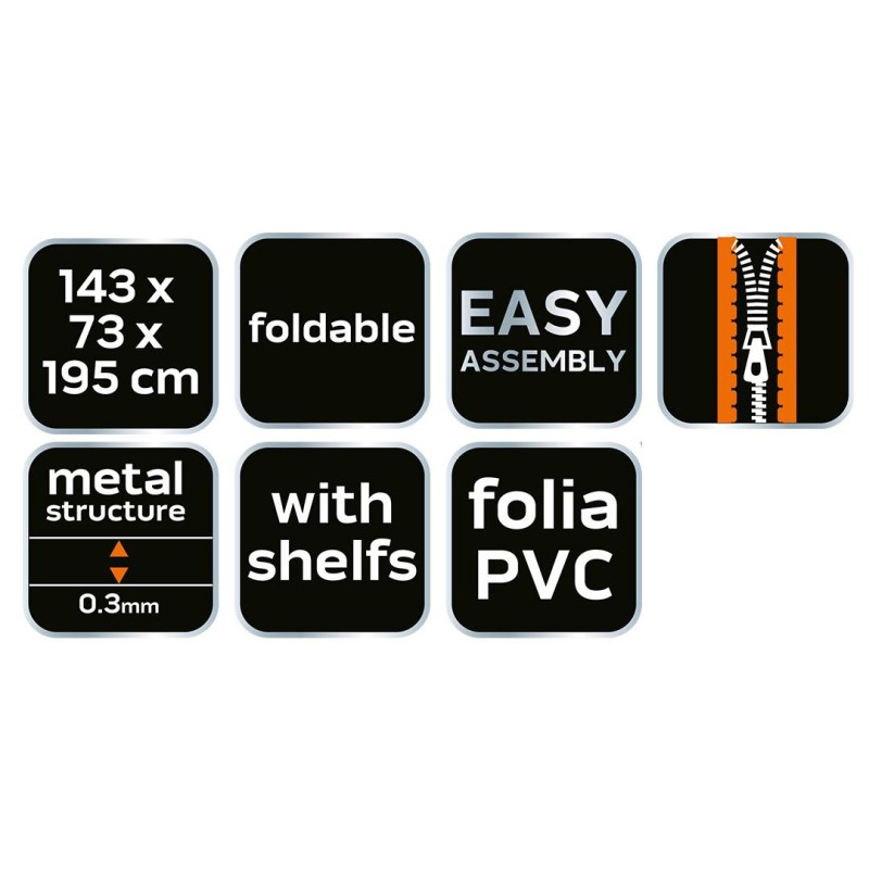 Növényház 143 x 73 x 195cm, PVC fólia, fémszerkezet (15-902) Növényház 143 x 73 x 195cm, PVC fólia, fémszerkezet (15-902)