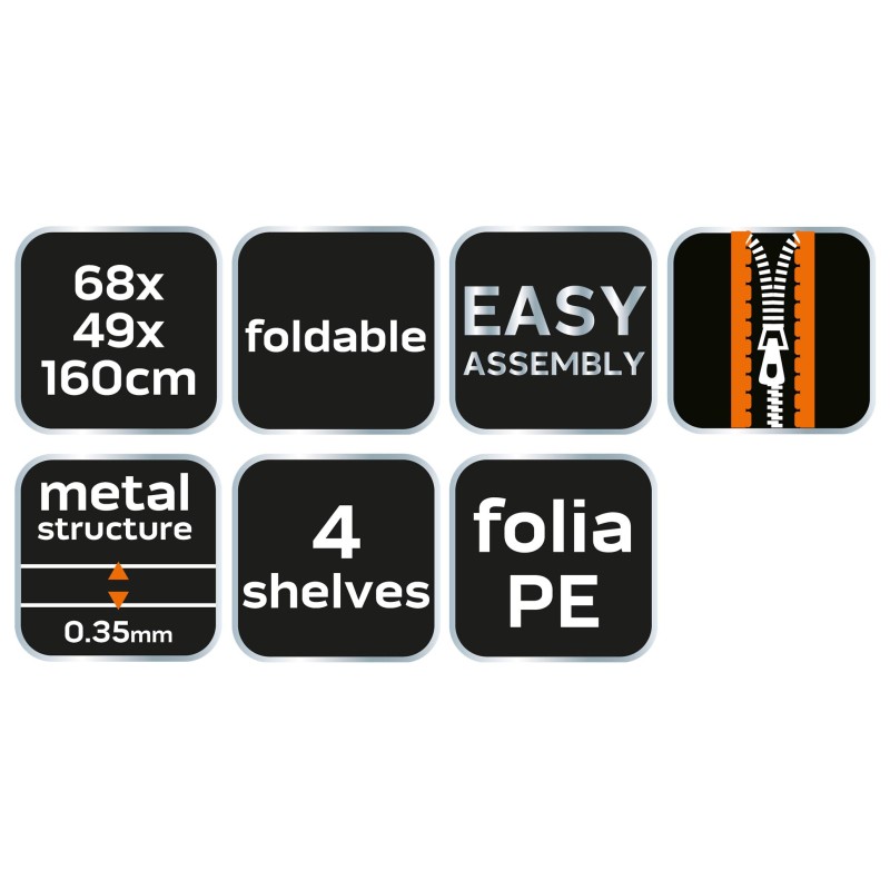 Növényház, 69x69x160cm, PE fólia, fémszerkezet (15-903) Növényház, 69x69x160cm, PE fólia, fémszerkezet (15-903)