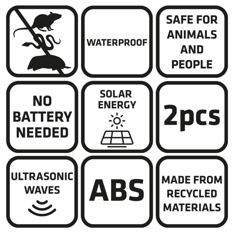 Napelemes kerti kártevőriasztó, 2db/cs (15G441)