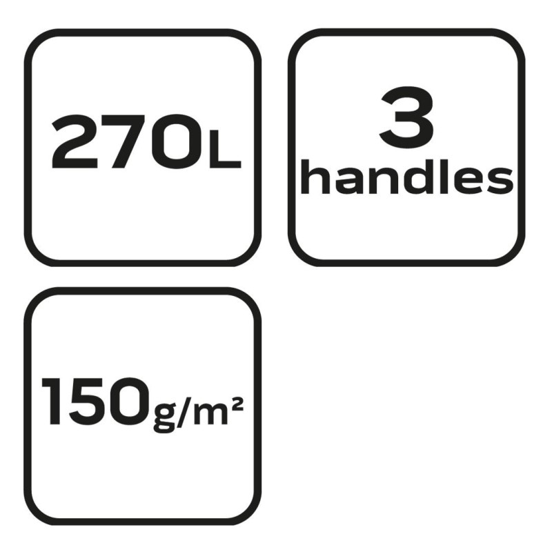 Kerti hulladék és levélgyűjtő zsák 270 L, 150 g/m2, PP, párnázott peremmel, 3 fogantyúval, 67 x 76cm (15G541)