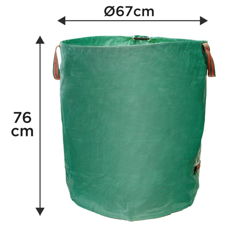 Kerti hulladék és levélgyűjtő zsák 270 L, 150 g/m2, PP, párnázott peremmel, 3 fogantyúval, 67 x 76cm (15G541)