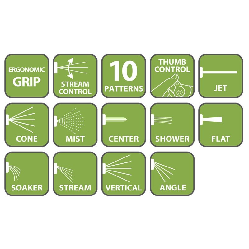 Öntözőpisztoly, 10 funkciós, hüvelykujj szabályozás (15G717) Öntözőpisztoly, 10 funkciós, hüvelykujj szabályozás (15G717)