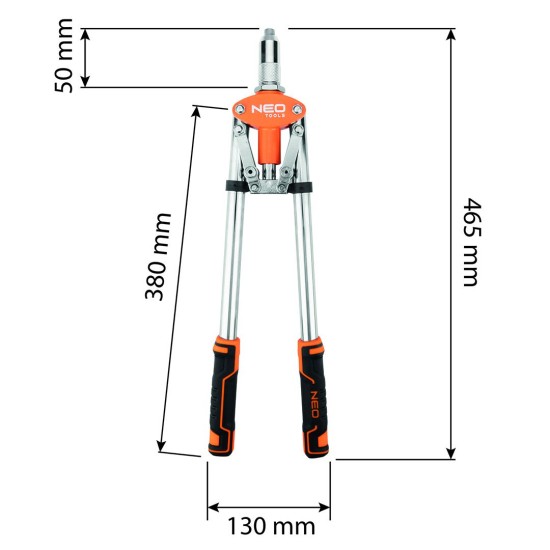 Neo Tools 18-106-1 kézi karos szegecshúzó Cr-V acél testtel 465 mm Neo Tools 18-106-1 kézi karos szegecshúzó Cr-V acél testtel 465 mm