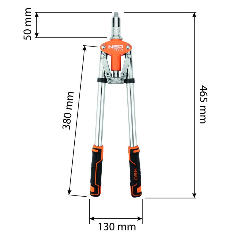 Neo Tools 18-106-1 kézi karos szegecshúzó Cr-V acél testtel 465 mm
