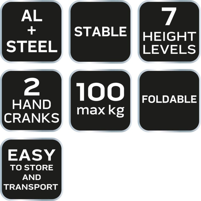 Állítható munkapad, alumínium 60 x 58 x 77-107cm (44-700)