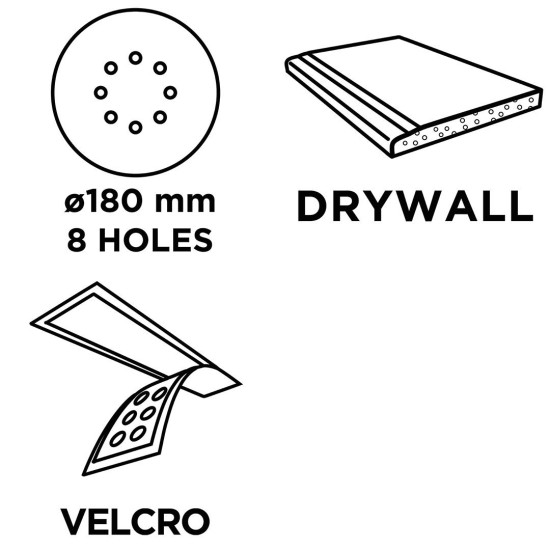 Tépőzáras csiszolópapír 180mm, K120, 5db, 8 lyukakkal csiszológéphez 59G263 (54H023)