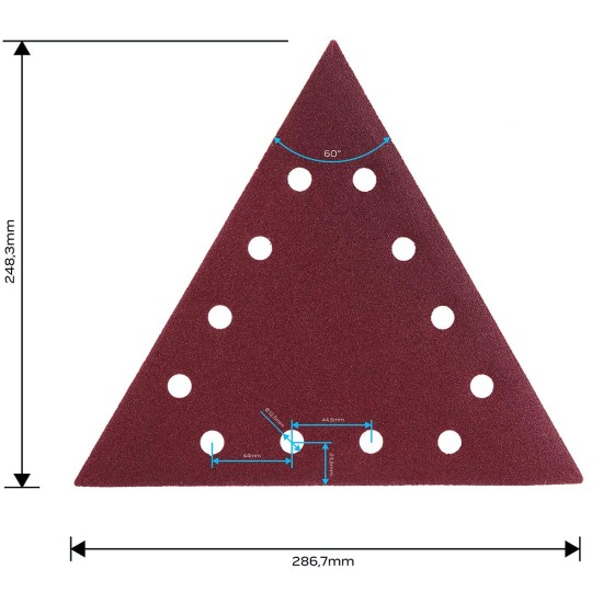 Tépőzáras csiszolópapír K80, háromszög alakú 12 lyukakkal, 5db csiszolóhoz 59G264 (54H032)