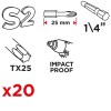 Torziós ütvecsavarozó bit TX25 x 25mm, 20db (56H546)