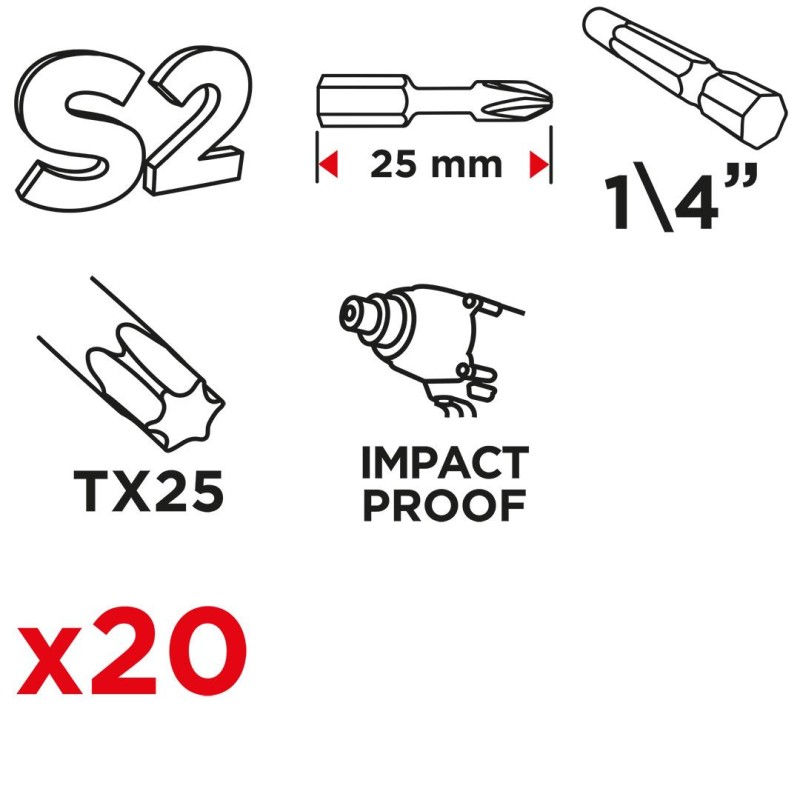 Torziós ütvecsavarozó bit TX25 x 25mm, 20db (56H546)