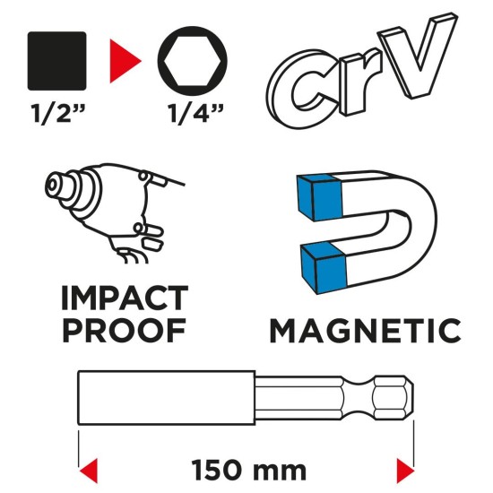 Behajtószár ütvecsavarozó bitekhez 150mm (56H558)