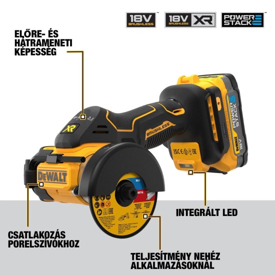 Univerzális vágógép, akkus 18V - 76 mm 2 db 1.7 Ah - DeWalt