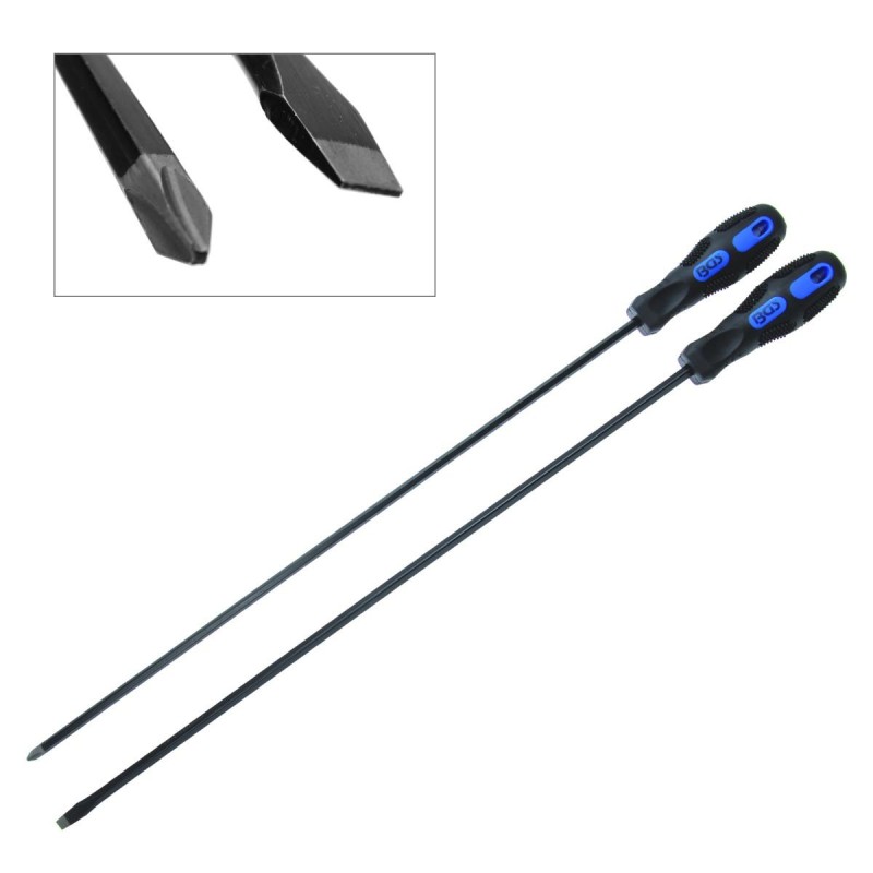 Csavarhúzó készlet, extra hosszú, Csillag PH/Lapos, 2 darabos (BGS-730)