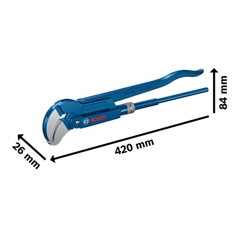 BOSCH Svédcsőfogó ''S'' 45°-os 420 mm CrV (max.: 60 mm)