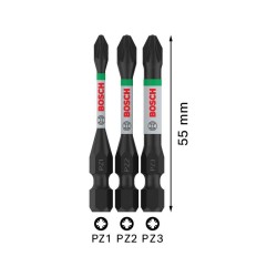 BOSCH PRO Impact bithegy készlet 3 részes PZ1 / PZ2 / PZ3 x 55 mm 1/4'' Hex BOSCH PRO Impact bithegy készlet 3 részes PZ1 / PZ2 / PZ3 x 55 mm 1/4'' Hex