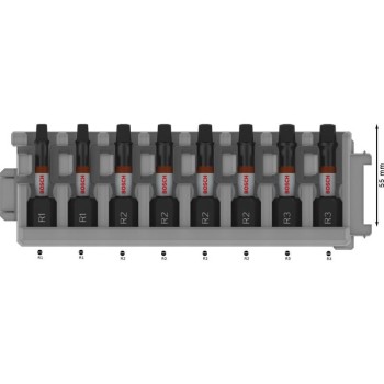 BOSCH PRO Impact bithegy készlet 8 részes R1 - R3 x 25 mm Robertson 1/4'' Hex