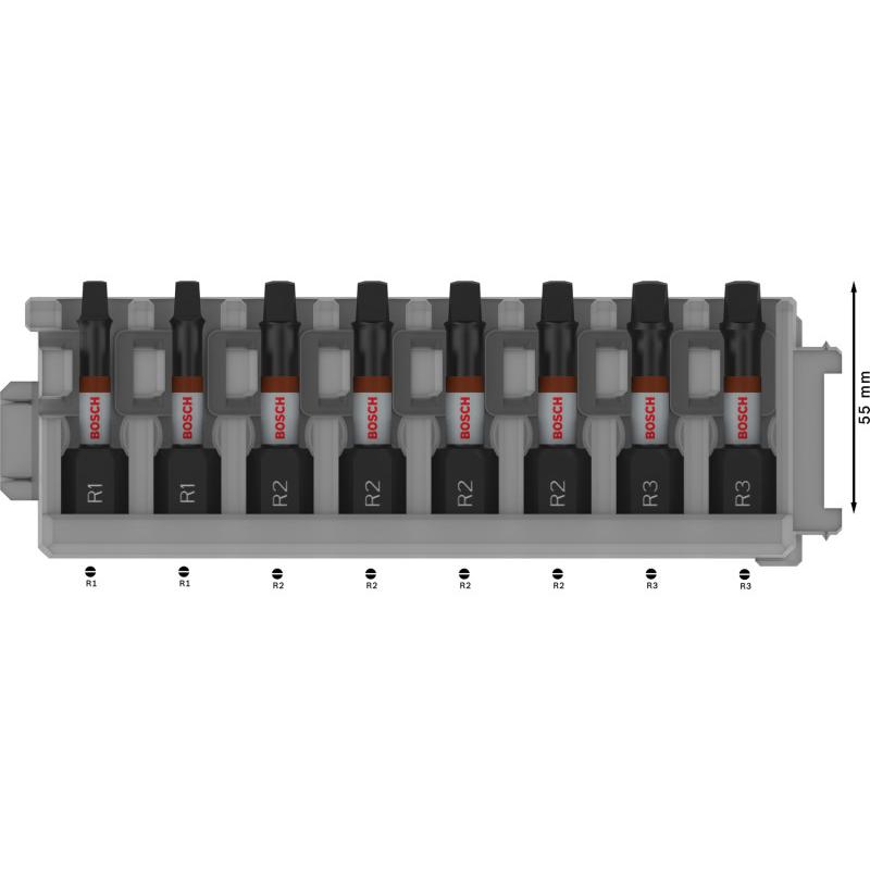 BOSCH PRO Impact bithegy készlet 8 részes R1 - R3 x 25 mm Robertson 1/4'' Hex