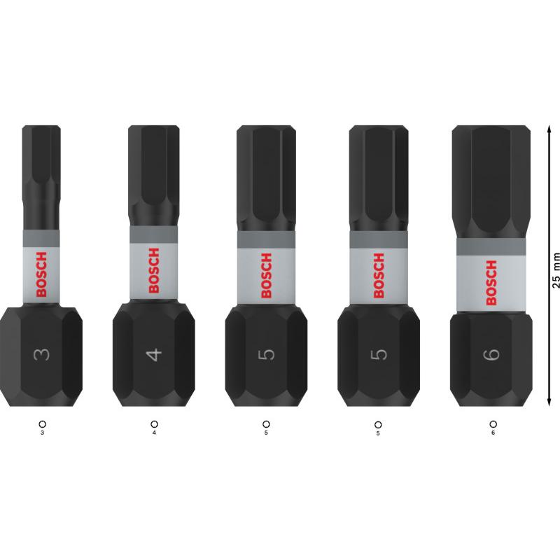 BOSCH PRO Impact bithegy készlet 5 részes 25 mm (H3/H4/H5x2/H6) 1/4'' Hex BOSCH PRO Impact bithegy készlet 5 részes 25 mm (H3/H4/H5x2/H6) 1/4'' Hex
