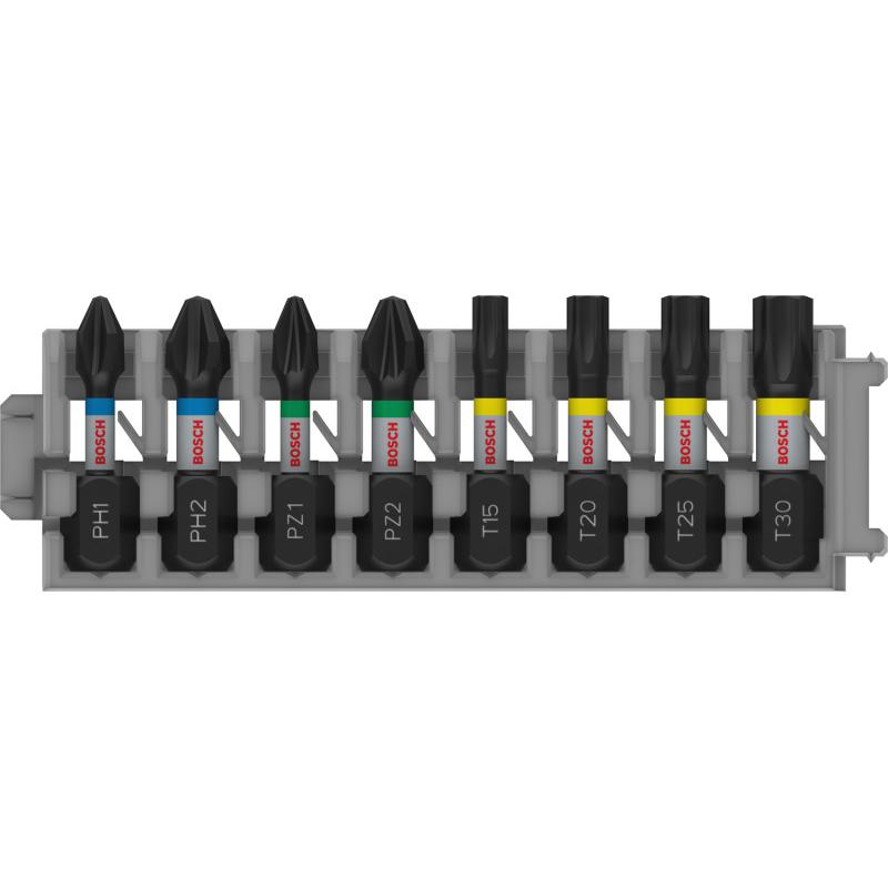 BOSCH PRO Impact bithegy készlet 8 részes 25m (PH1/PH2/PZ1/PZ2/T15/T20/T25/T30) 1/4'' Hex