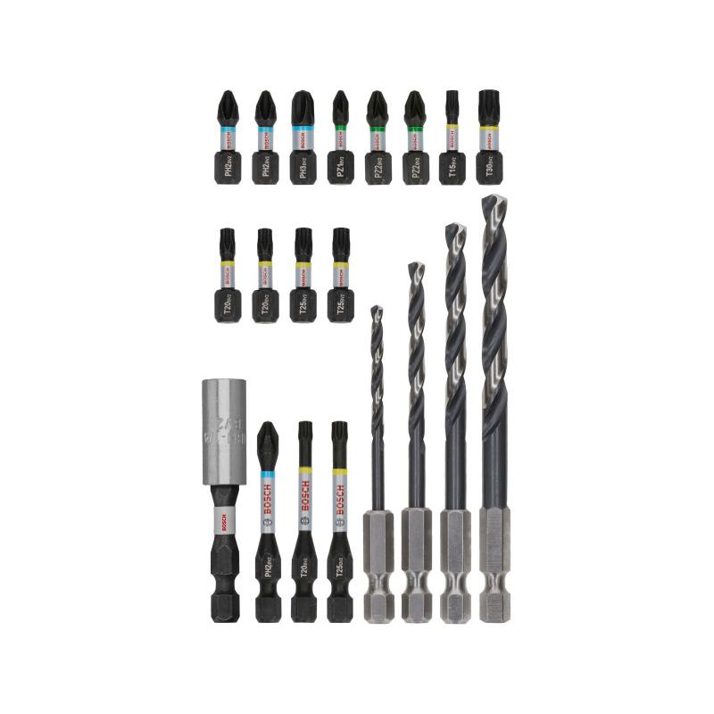 BOSCH PRO Impact bithegy és csigafúró készlet 20 részes 1/4'' Hex