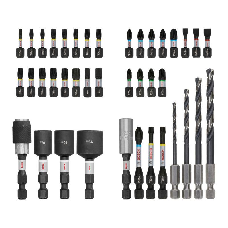 BOSCH PRO Impact bithegy és csigafúró készlet 40 részes 1/4'' Hex