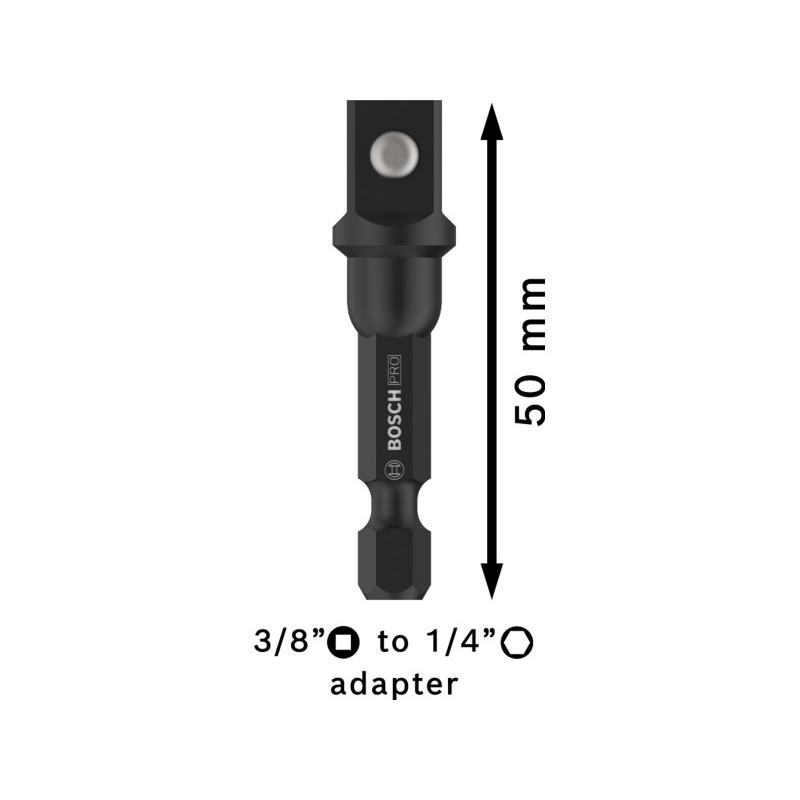 BOSCH PRO Dugókulcs adapter 50mm 1/4'' Hex -> 3/8'' négyszög