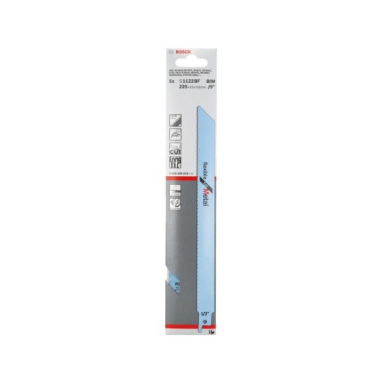 BOSCH Szablyafűrészlap fémre S 1122 BF 225 mm / 14TPI bimetál (5 db)