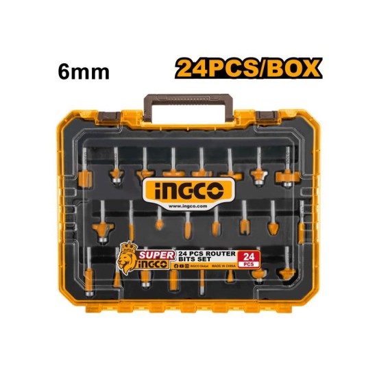 INGCO Felsőmaró készlet 24 részes 6 mm INGCO Felsőmaró készlet 24 részes 6 mm