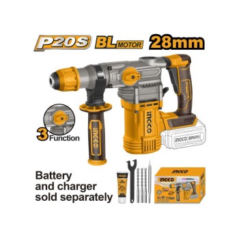 INGCO Akkus kombikalapács 4,5 J SDS-Plus szénkefe nélküli 20 V (akku és töltő nélkül) INGCO Akkus kombikalapács 4,5 J SDS-Plus szénkefe nélküli 20 V (akku és töltő nélkül)
