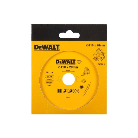 DEWALT Gyémánt vágókorong csempéhez vizes/száraz 110 x 20 mm folytonos