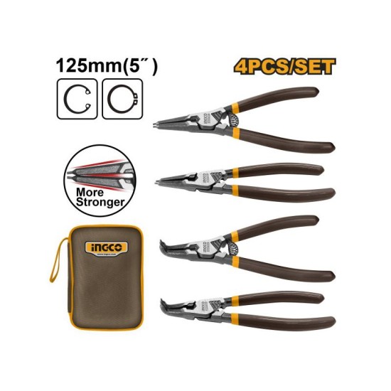 INGCO Seeger fogó készlet 4 részes 125 mm INGCO Seeger fogó készlet 4 részes 125 mm