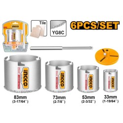 INGCO Gyémánt Körkivágó készlet 6 részes 33-83 mm INGCO Gyémánt Körkivágó készlet 6 részes 33-83 mm
