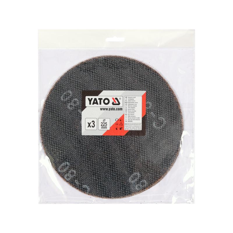 YATO Tépőzáras csiszolóháló 225 mm / P80 (3 db)
