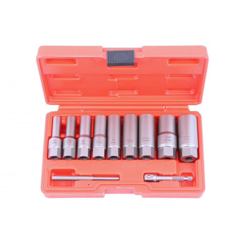 Sérült csavar leszedő készlet 3/8″ 6-19mm 11 részes Sérült csavar leszedő készlet 3/8″ 6-19mm 11 részes