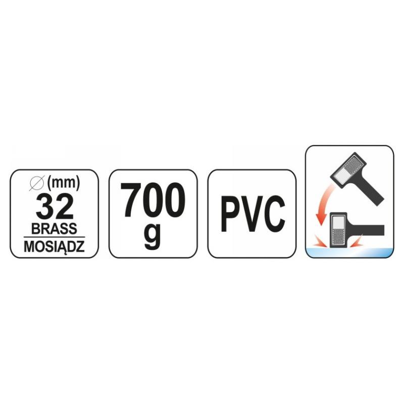 YATO Műanyag kalapács és réz 700 g visszarúgásmentes 32 mm