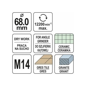YATO Gyémánt körkivágó 68 mm M14 YATO Gyémánt körkivágó 68 mm M14