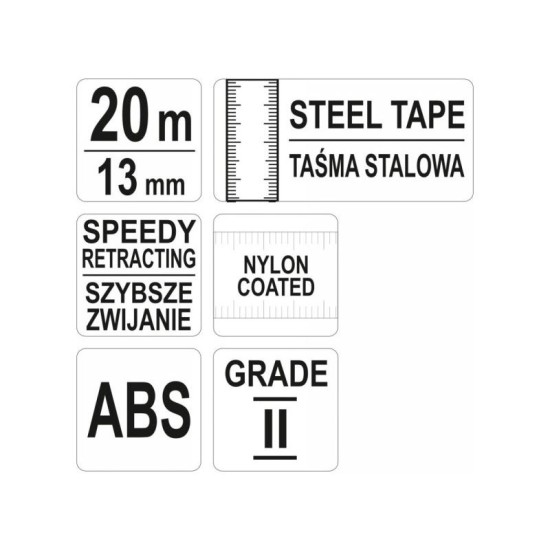 YATO Mérőszalag 20 m x 13 mm acél zárt YATO Mérőszalag 20 m x 13 mm acél zárt