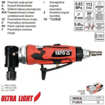 Levegős egyenes csiszológép - turbómaró 1/4'' - 90°-os fejjel - Yato