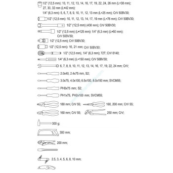 Szerszámkészlet 79 db-os dugókulcs készlet 1/2'' - 1/4'' - Yato Szerszámkészlet 79 db-os dugókulcs készlet 1/2'' - 1/4'' - Yato
