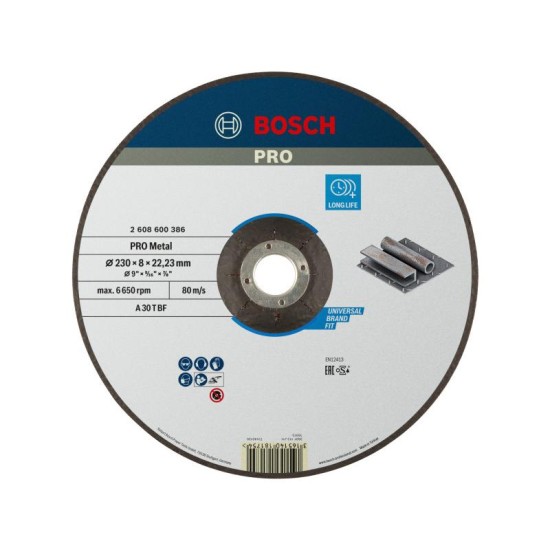 BOSCH PRO Tisztítókorong fémre 230 x 8,0 x 22,2 mm A 30 T BF (oSa)