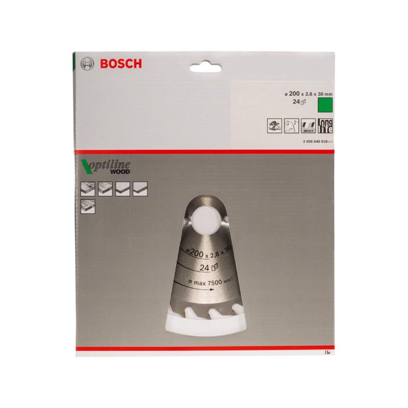 BOSCH Fűrésztárcsa fához 200 x 30 x 2,8 mm / 24T Optiline Wood ATB
