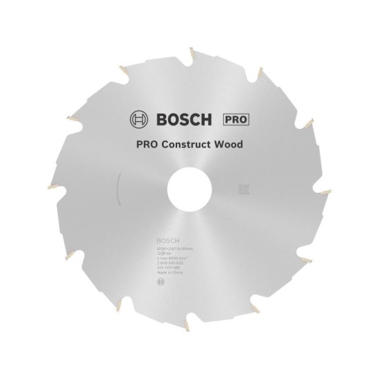 BOSCH PRO Fűrésztárcsa fához 190 x 30 x 2,6 mm / 12T Construct Wood