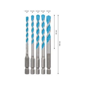 BOSCH EXPERT HEX-9 Univerzális fúrószár készlet 5 részes (4 / 5 / 6 / 6 / 8 mm) 1/4'' bitbefogás