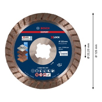 BOSCH EXPERT Gyémánt vágókorong 125 x 2,4 x 12 x 22,2 mm turbo Multi Material X-LOCK (oSa)